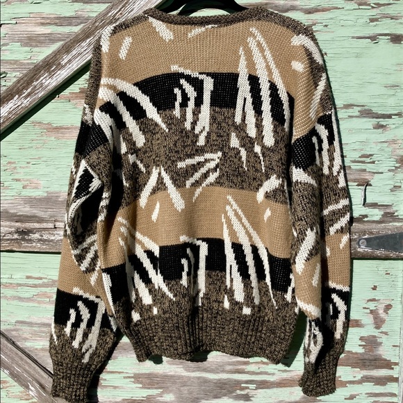 Vintage Slouchy Abstract Knit Sweater Neutrals Prince Bernardo - Picture 5 of 8